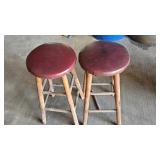 Bar Stools (2), Wooden High Top Chair