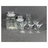 Etched Coupe Glasses(4), Glass Cannisters