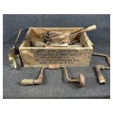 Wooden Box, Hand Drills, Sad Iron