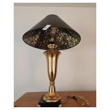 Gold Toned Lamp with Metal Lampshade