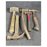 2 Ballpeen Hammers, Rubber mallet, Claw hammers