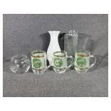 MSU Glass Mugs, Vase, Oil Lamp Chimney