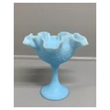 Fenton Persian Satin Blue Compote