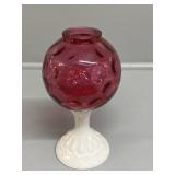 Fenton cranberry thumbprint ivy ball