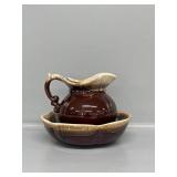 McCoy Pottery Brown Drip Glaze Pitcher and Bowl