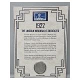 1922 Peace Dollar and The Lincoln Memorial Stamp