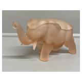 Tiara Glass Frosted Pink Elephant Trinket Box