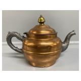 Copper teakettle with pewter and brass mounts