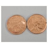Fine Copper Buffalo Nickel and Walking Liberty