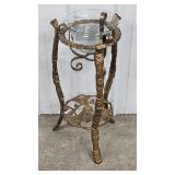 Brass Rose Plant Stand With Glass Bowl