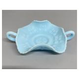Fenton Persian Blue Satin Butterfly Candy Bowl