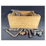 Wooden Create with Copper Pipe