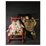 Wooden Doll Chair with Doll