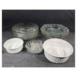 Glass Bowl, Glass Sevring Tray , Corning Ware