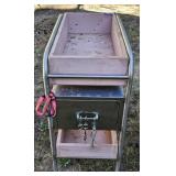 Pink Wooden Cart with Metal Bin