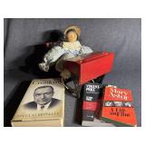 Wooden Cast Iron desk,  Handmade Block Doll