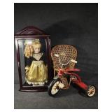 Metal Doll Bicycle, Doll in Case