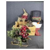 Wooden Box,Sleigh Snowman, Reindeer