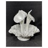 White Milk Glass Ruffled Epergne