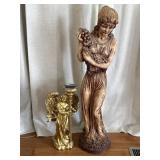 D.G.Chinon Girl Garden Statue, Angel Candle Holder