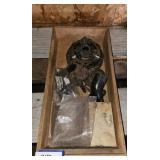 Wooden Box with Metal Car Parts