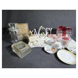 Glass Red gift box. Music Box, Ribbed Glass