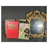 Books, Plastic Gold Toned Mirror