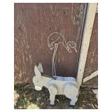 Wooden Donkey and Metal Flamingo Decor