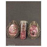 Floral Pictures, Jar, Hat, Sleeping Baby Picture,