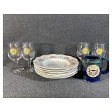 Steubenville China Plate Bowls(6) , Wine Glass(5)