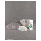 Glass Tray, Bowl & Covered Butter Dish