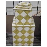 Green and White Tile Style Decorative Boxes