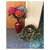 Artificial Flowers, Basket and Vase