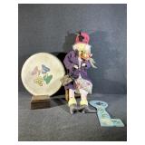 Bodhran Drum, Thistle Butter Stamp, Doll in Chair