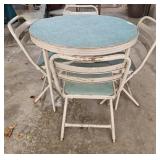 Blue Card Table with 4 Chairs