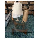 Glass Coffee Table with Table Lamps