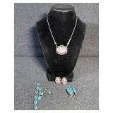 Sterling Sliver Pink Stone Necklace