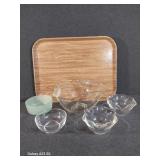 Serving Tray, Glass Bowls