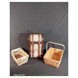 2 Bottle Old World Wine Box & 2 Wicker Baskets