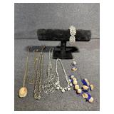 Sliver and Gold Toned. Bangle Bracelet, Necklace