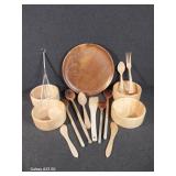 Wooden Platter, Bowls & Utensils