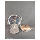 Kromex Round Serving Platter, 2 Tiered Serving