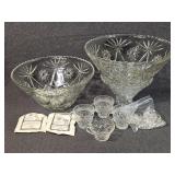 Glass Punch Bowls(2) with Cups and Clips