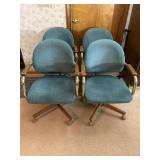 Green Upholstered Rolling Dining Chairs(4)