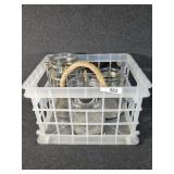Plastic Crate, Glass Decorative Jars with Handles
