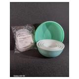 Jumbo Plastic Mixing Bowl, 4 Glass Mixing Bowls