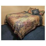 Queen Size Bed with Blankets, Box Spring, and