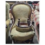 Wooden and Green Upholstered Chair