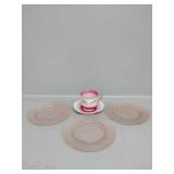 6- Pink Depression Glass Luncheon Plates