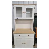 White Wooden Bakers Rack Style Cabinet